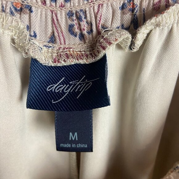 Day Trip Size Medium Mesh Off the Shoulder Top Neutral Floral Boho Prairie Fall - Picture 4 of 8